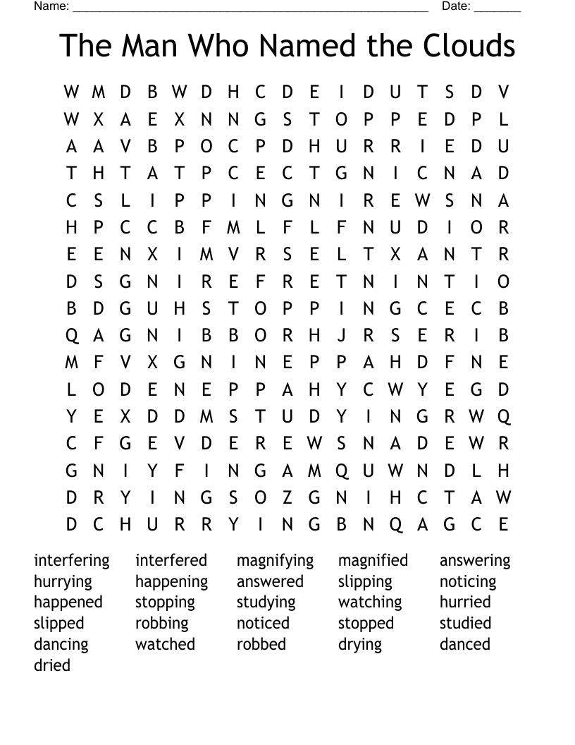 The Man Who Named the Clouds Word Search