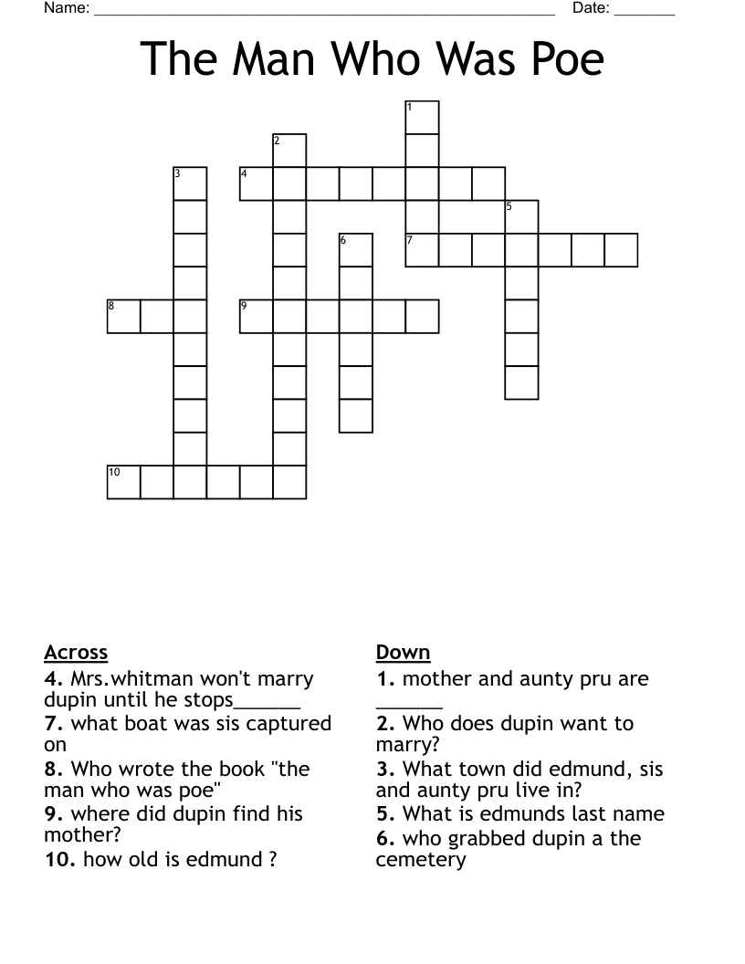 The Man Who Was Poe Crossword