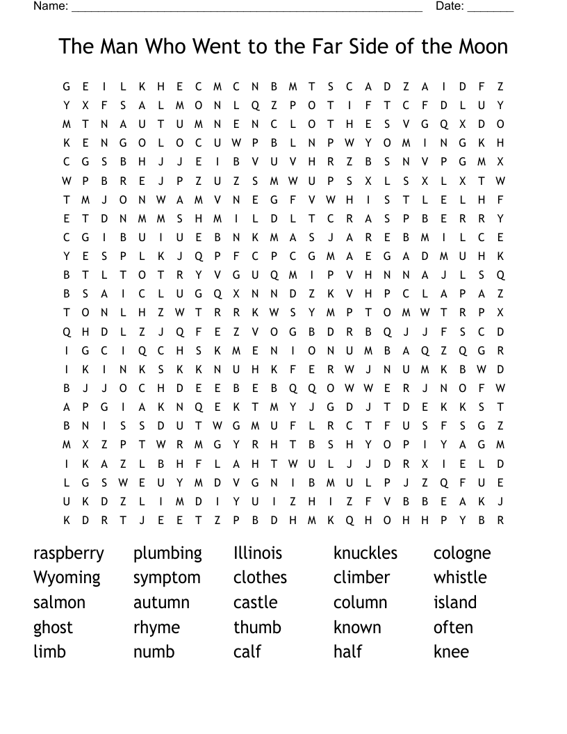 The Man Who Went to the Far Side of the Moon Word Search
