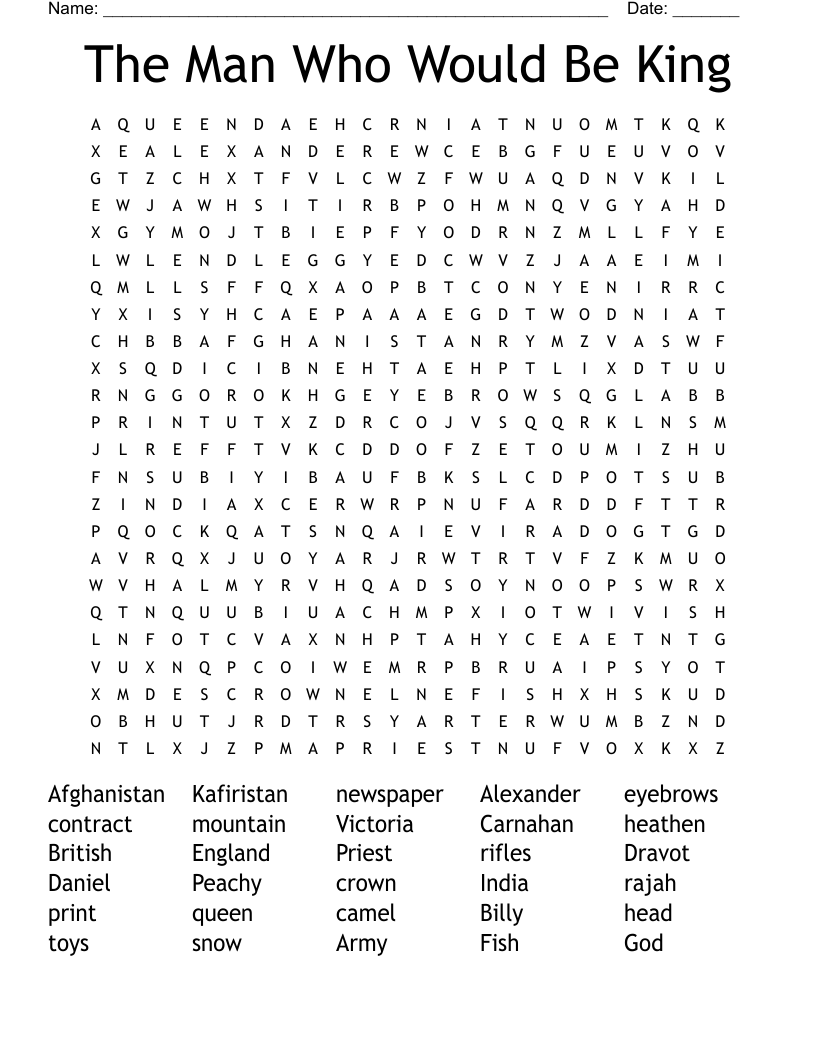 The Man Who Would Be King Word Search