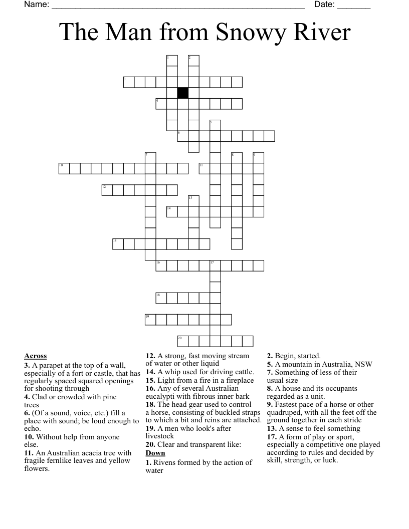 The Man from Snowy River Crossword