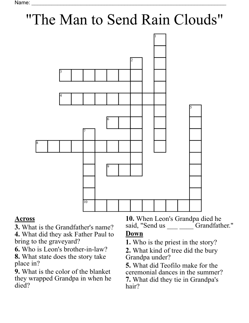 "The Man to Send Rain Clouds" Crossword