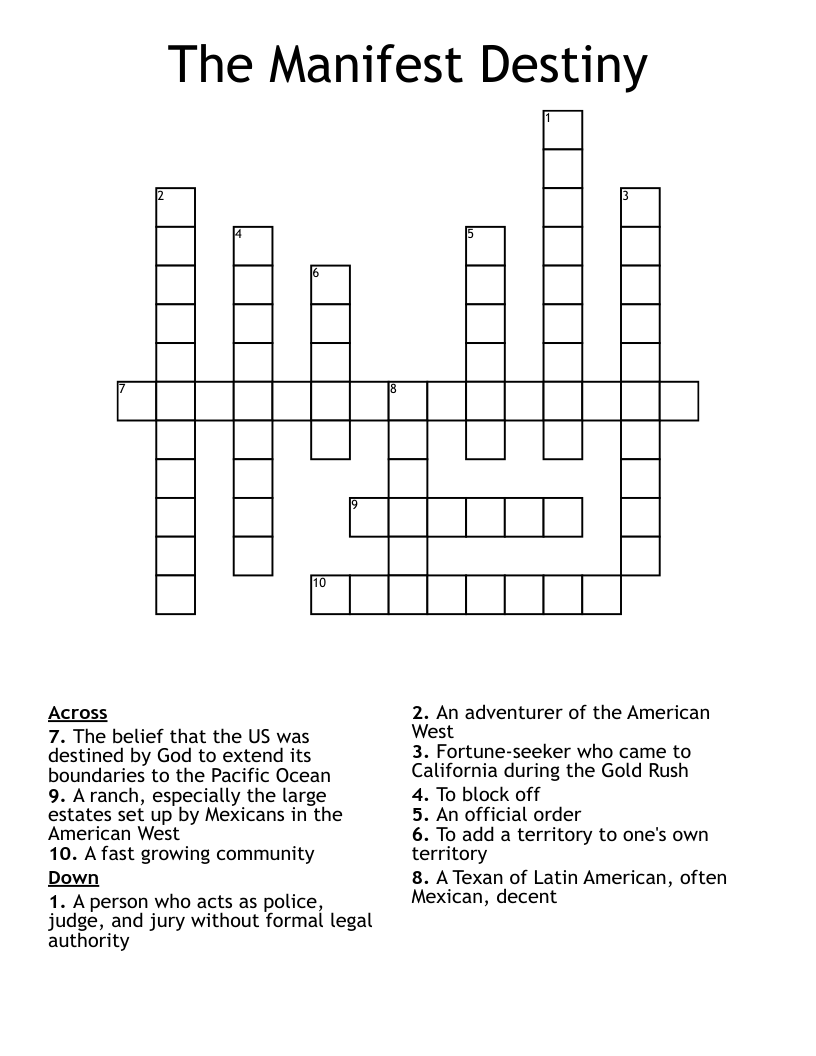 The Manifest Destiny Crossword