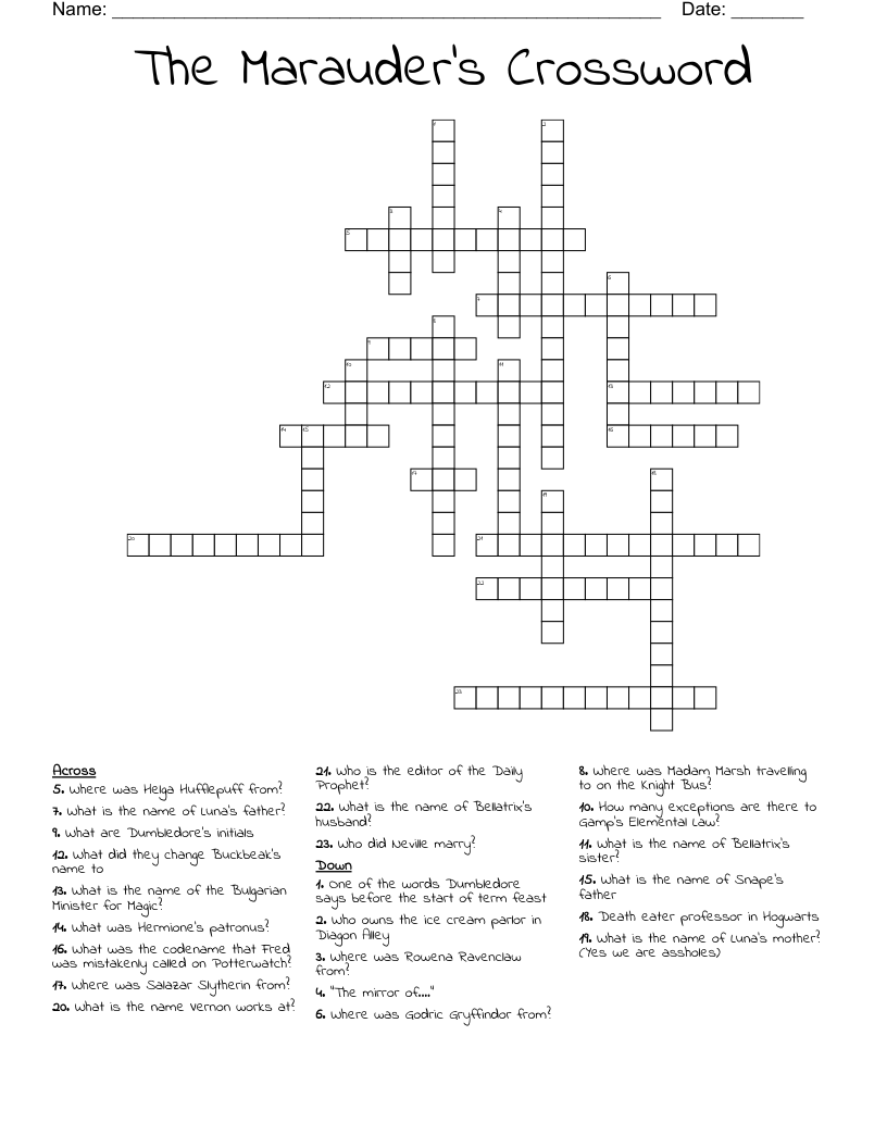 The Marauder's Crossword