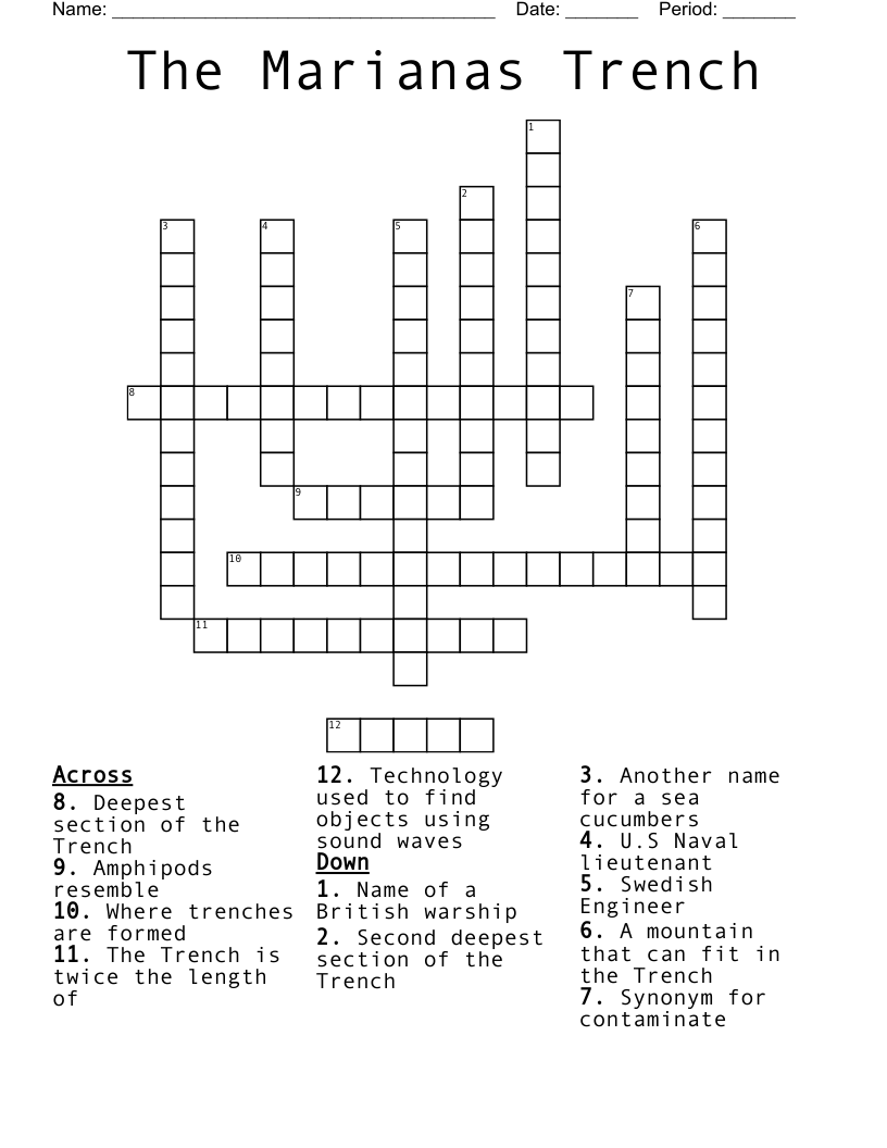 The Marianas Trench Crossword