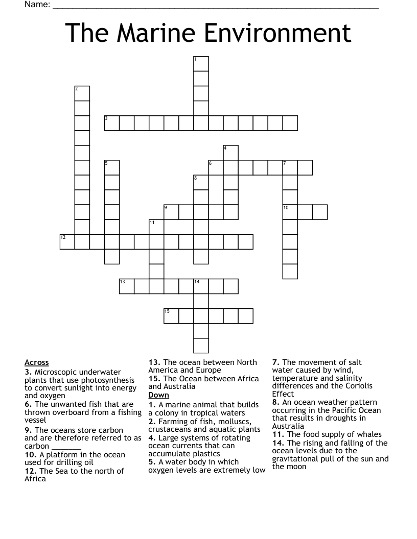 The Marine Environment Crossword