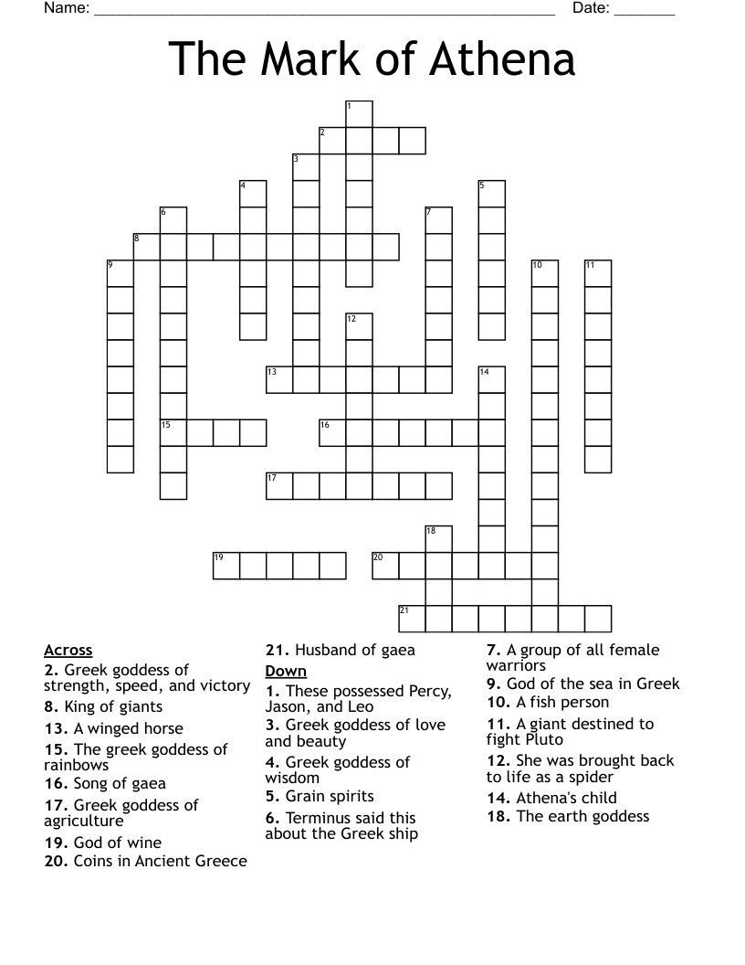 The Mark of Athena Crossword
