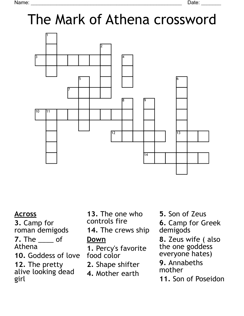 The Mark of Athena crossword 