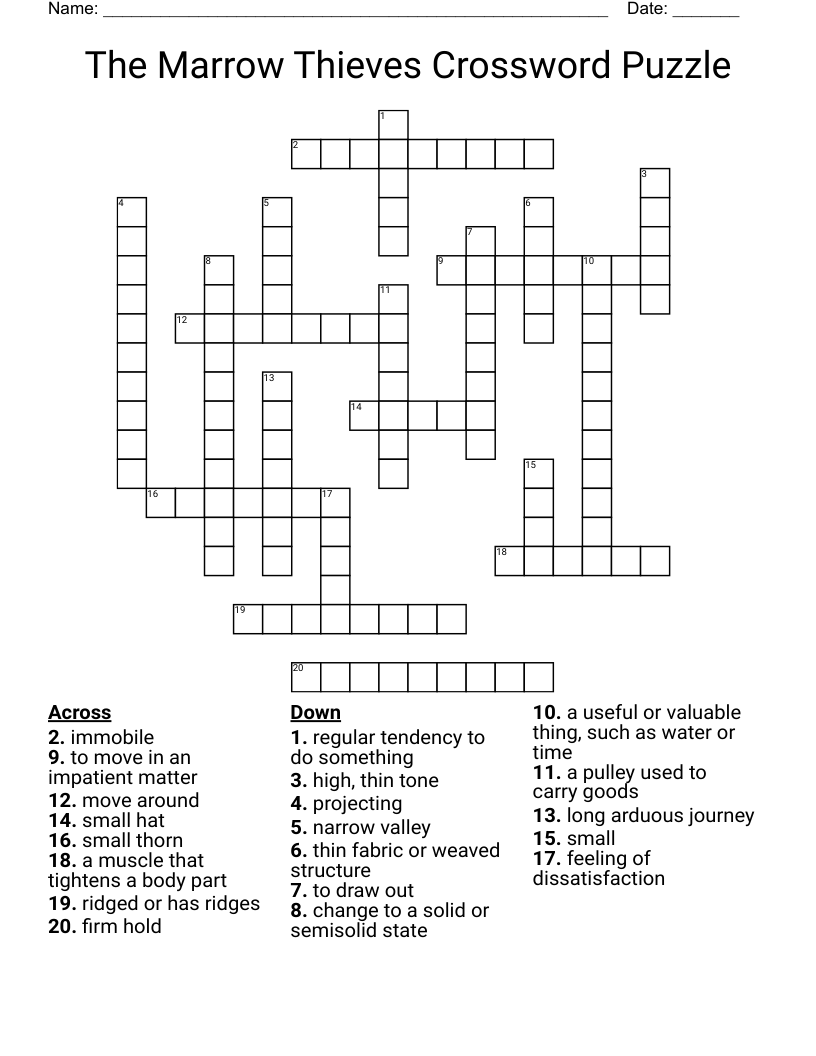 The Marrow Thieves Crossword Puzzle