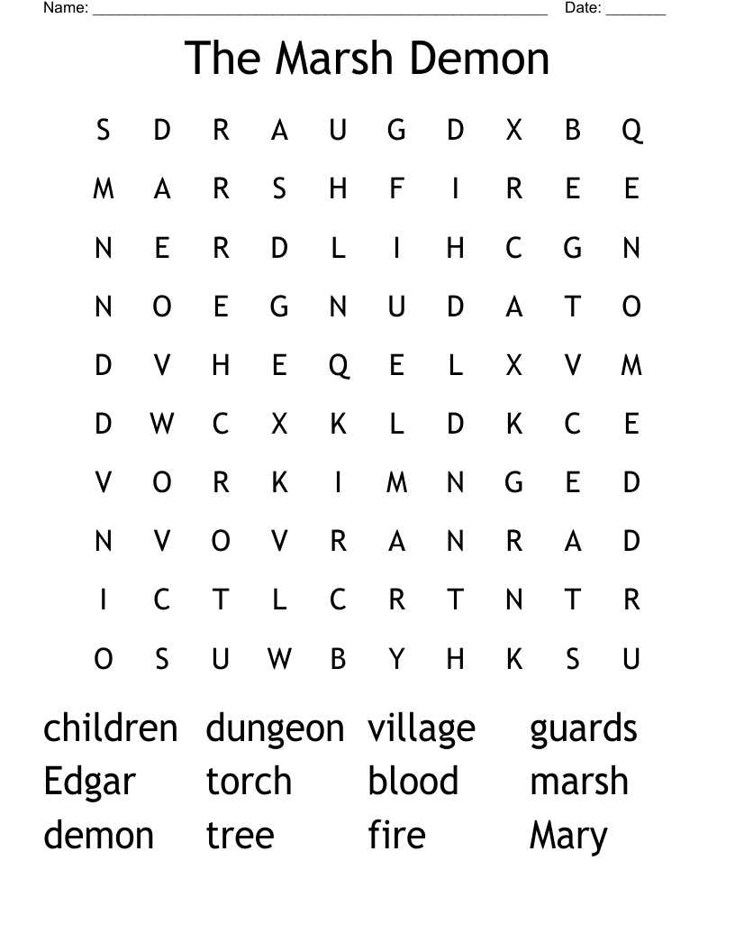 The Marsh Demon Word Search