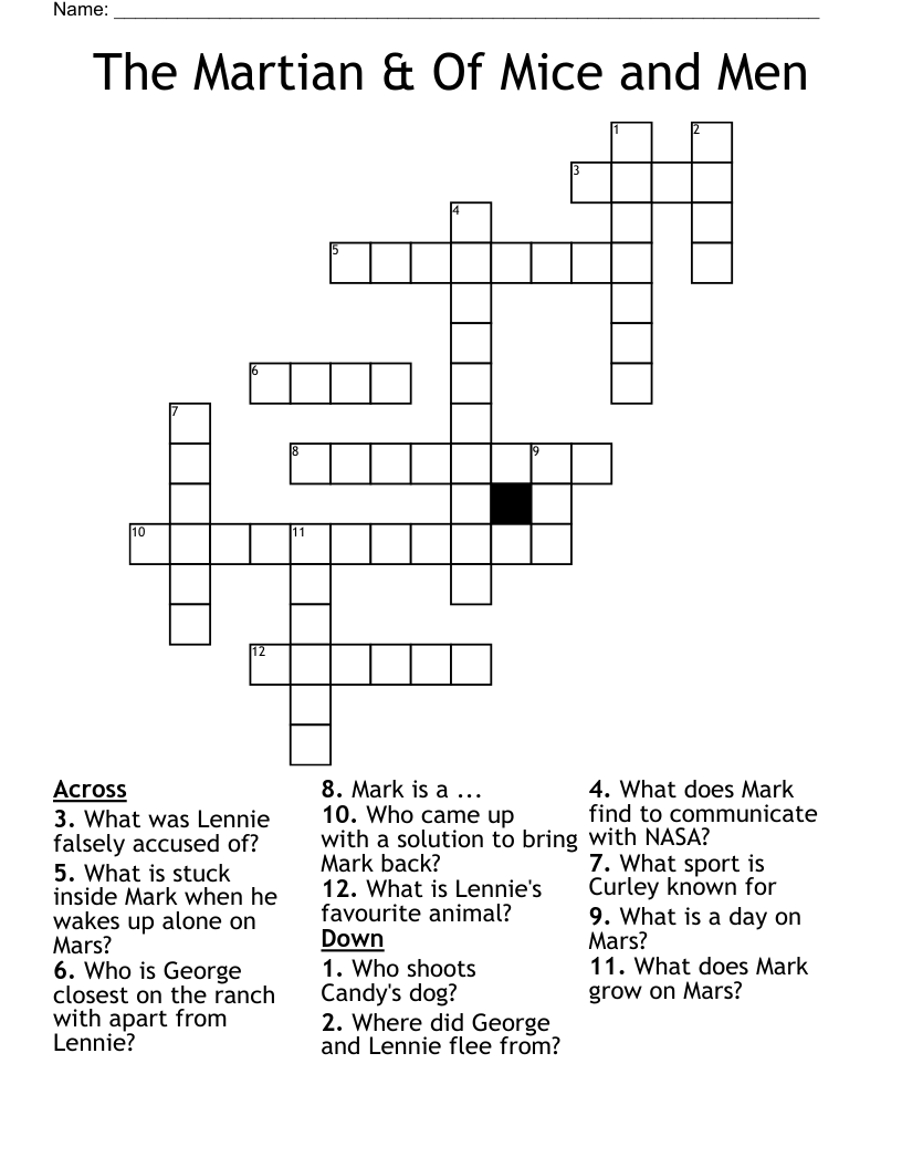 The Martian & Of Mice and Men Crossword