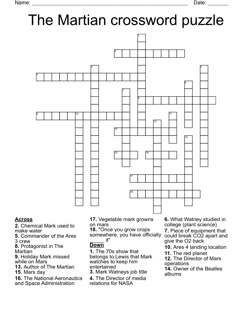 The Martian crossword puzzle 