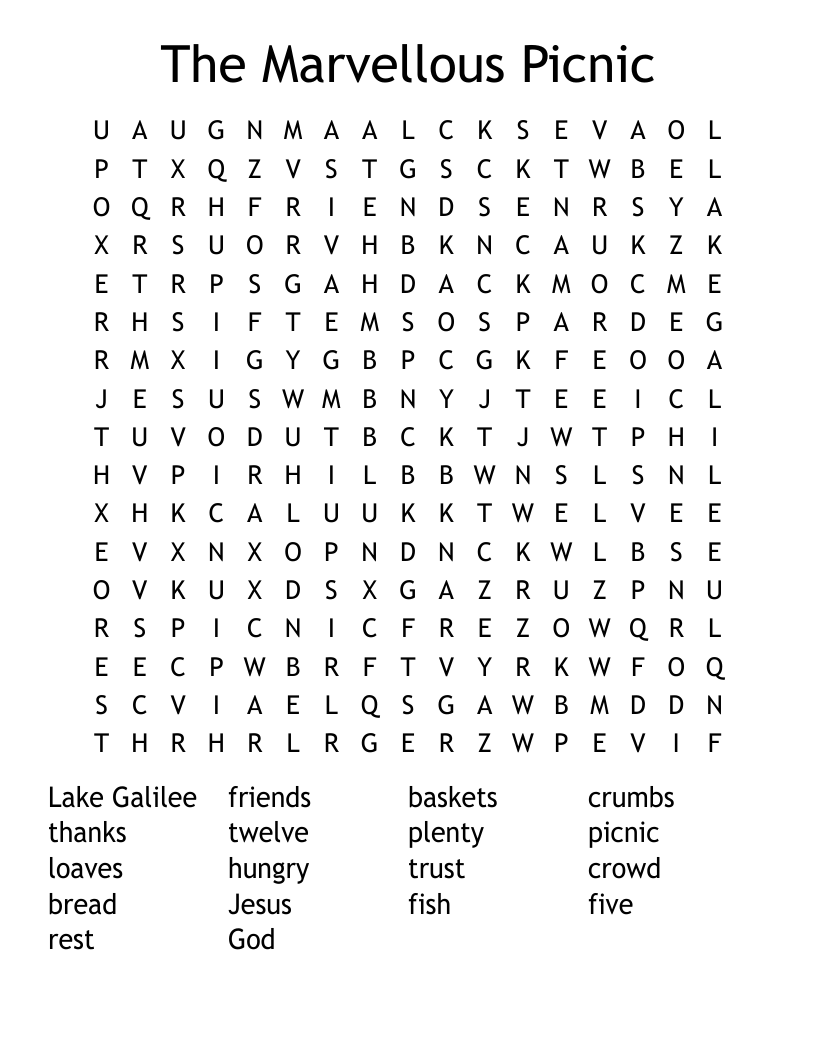 The Marvellous Picnic Word Search