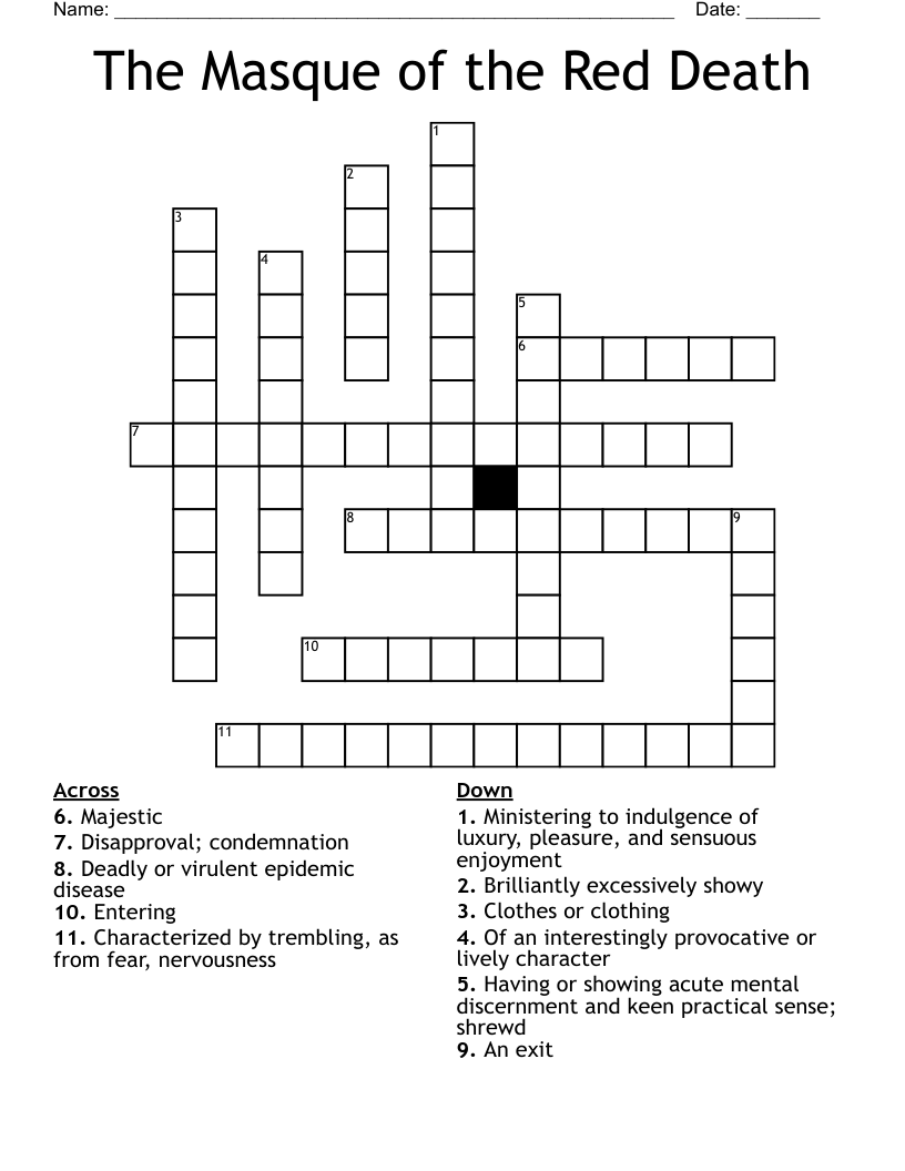 The Masque of the Red Death Crossword