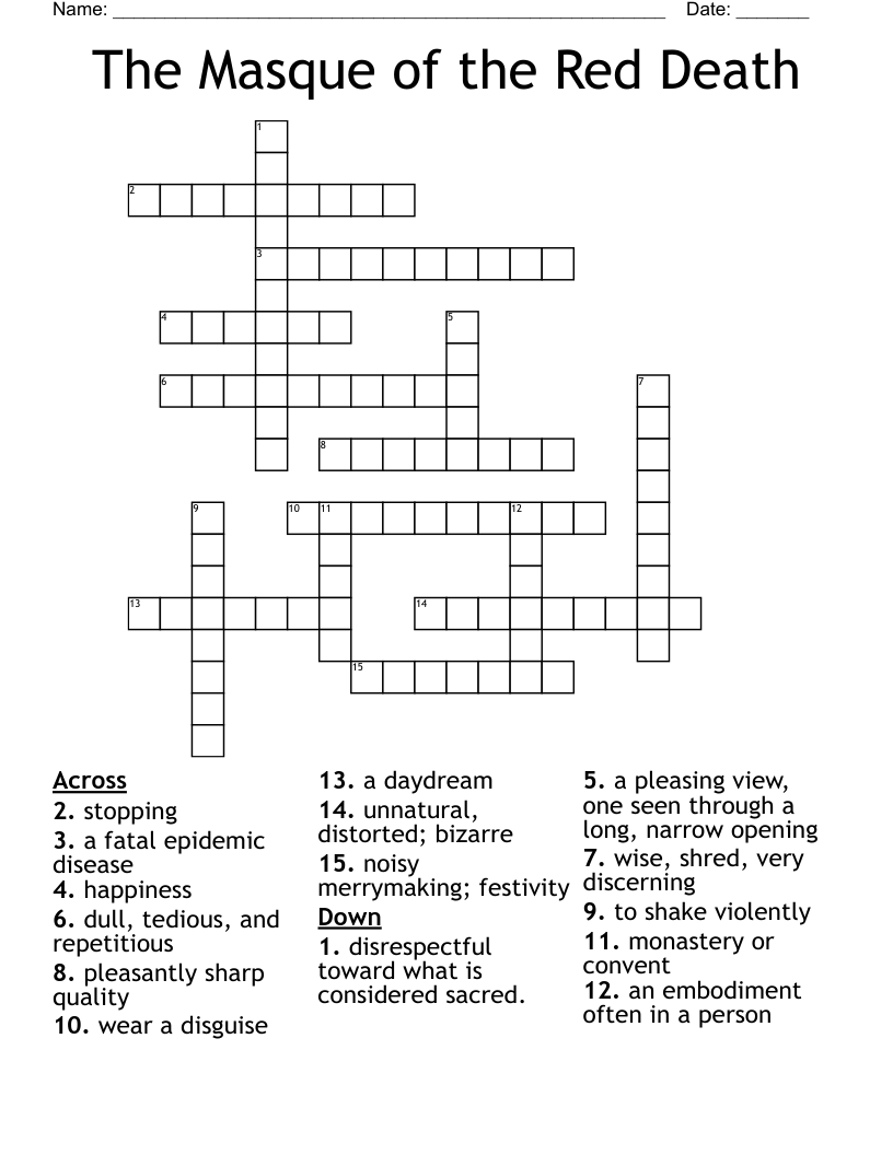 The Masque of the Red Death Crossword