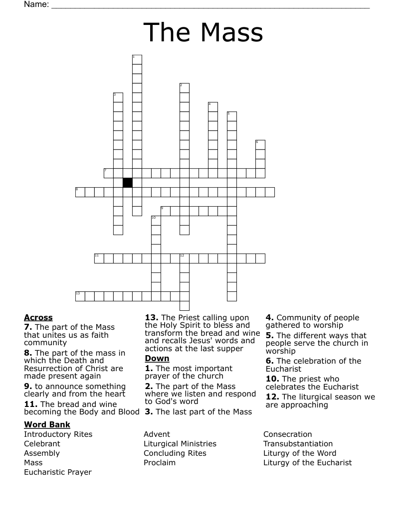The Mass Crossword