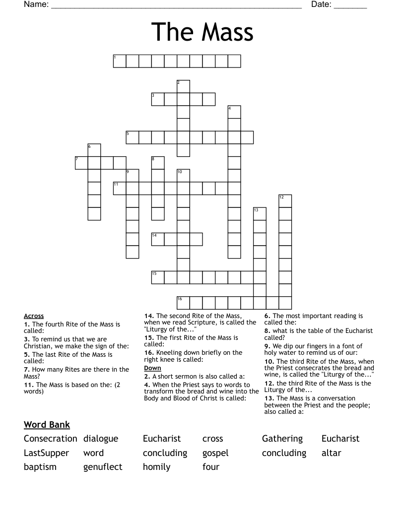 The Mass Crossword
