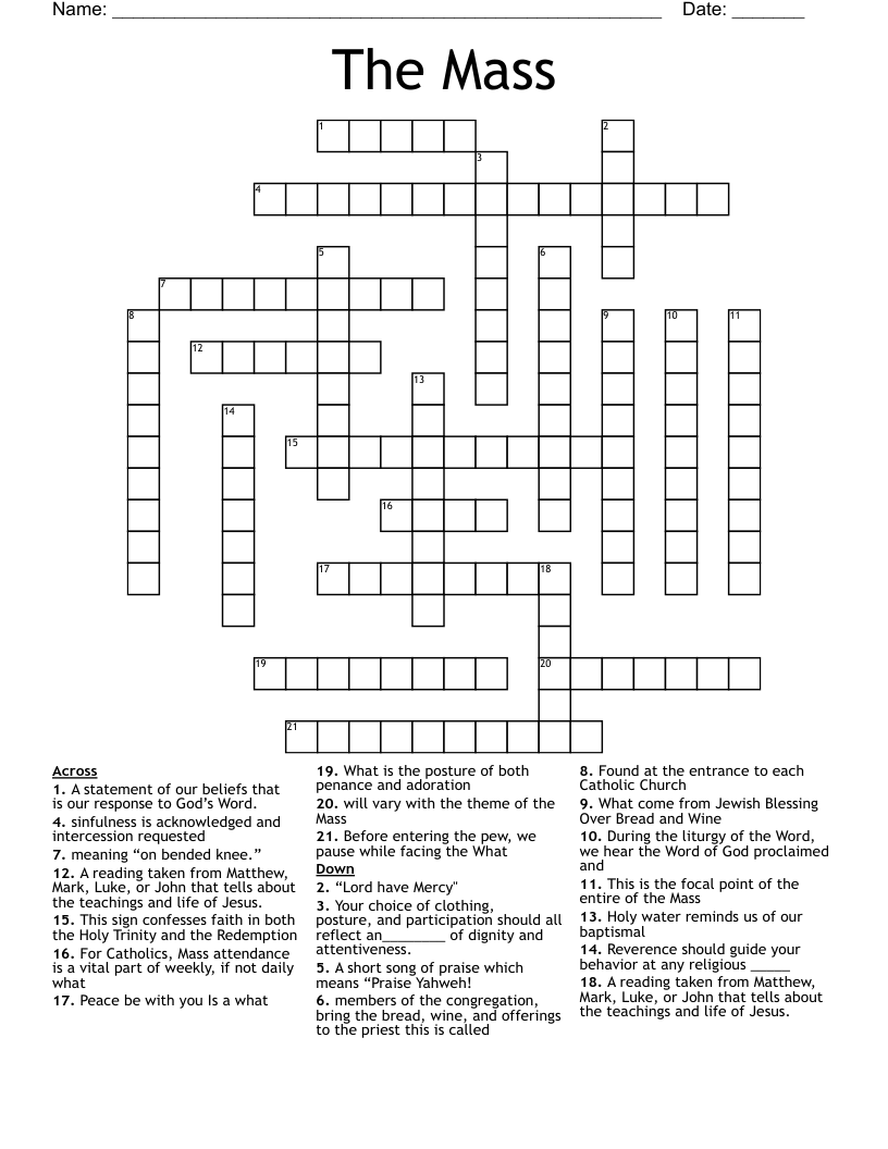 The Mass Crossword