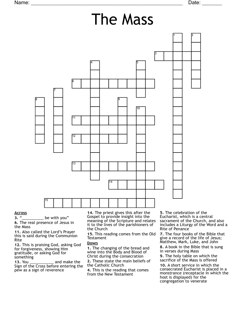 The Mass  Crossword