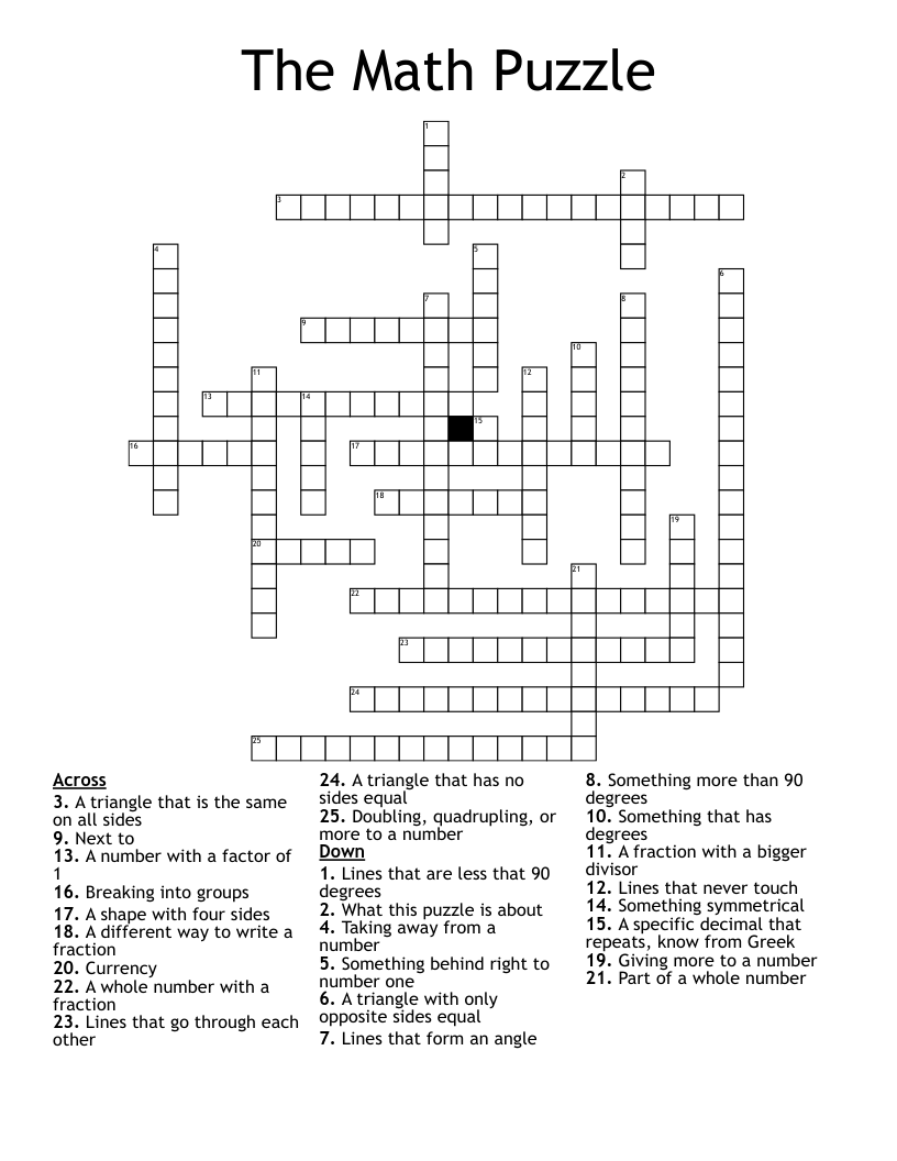 The Math Puzzle Crossword