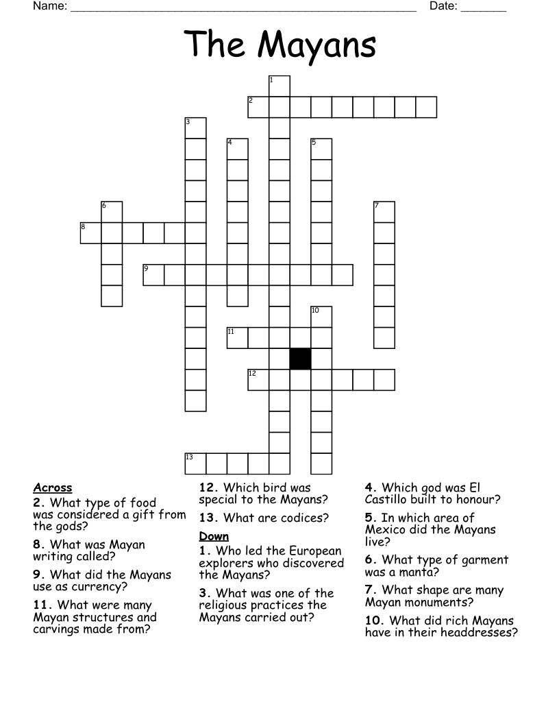 The Mayans Crossword