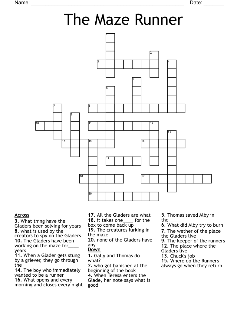The Maze Runner Crossword