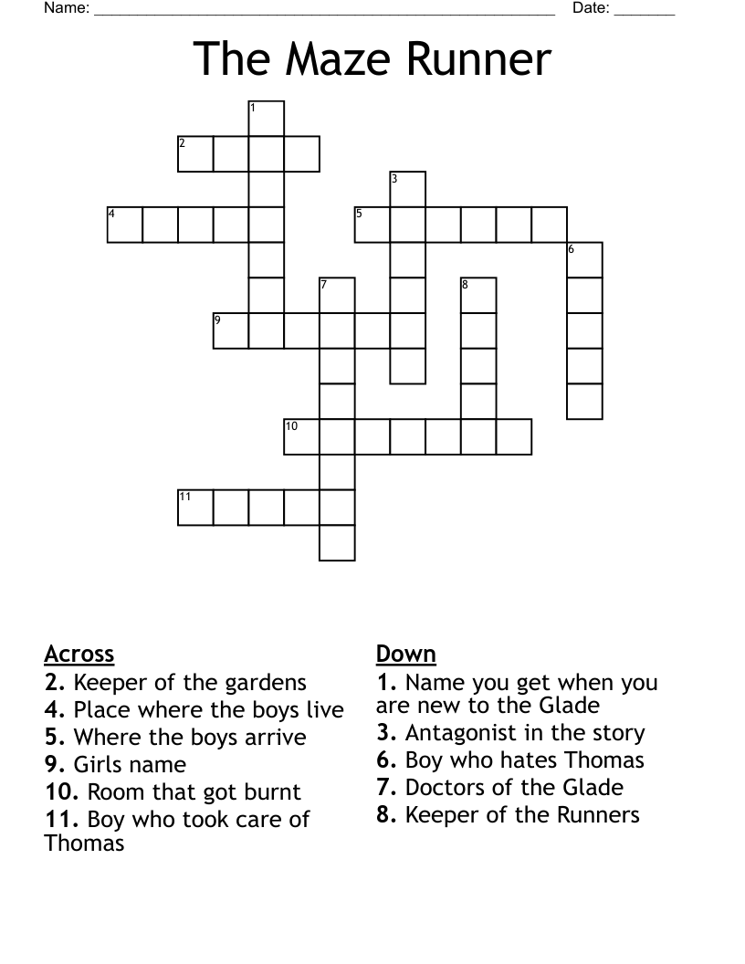 The Maze Runner Crossword