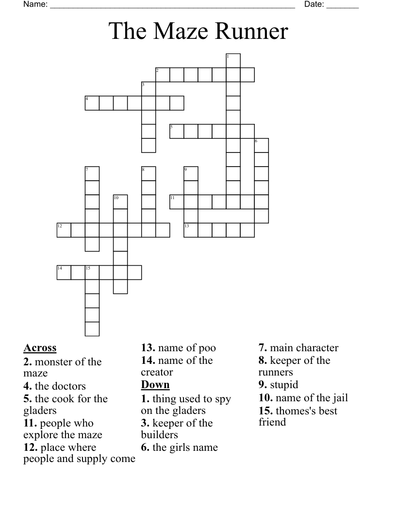 The Maze Runner Crossword