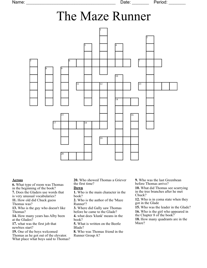 The Maze Runner Crossword