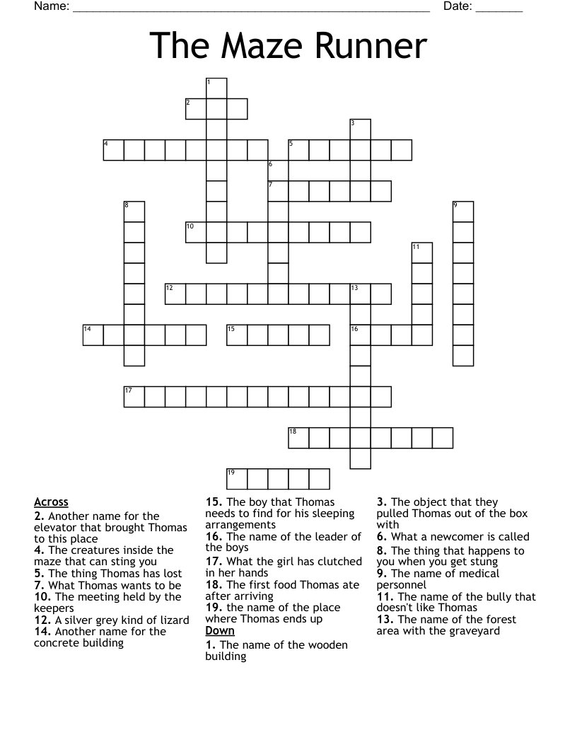 The Maze Runner Crossword