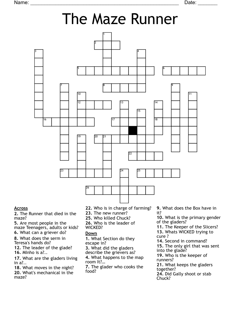 The Maze Runner Crossword