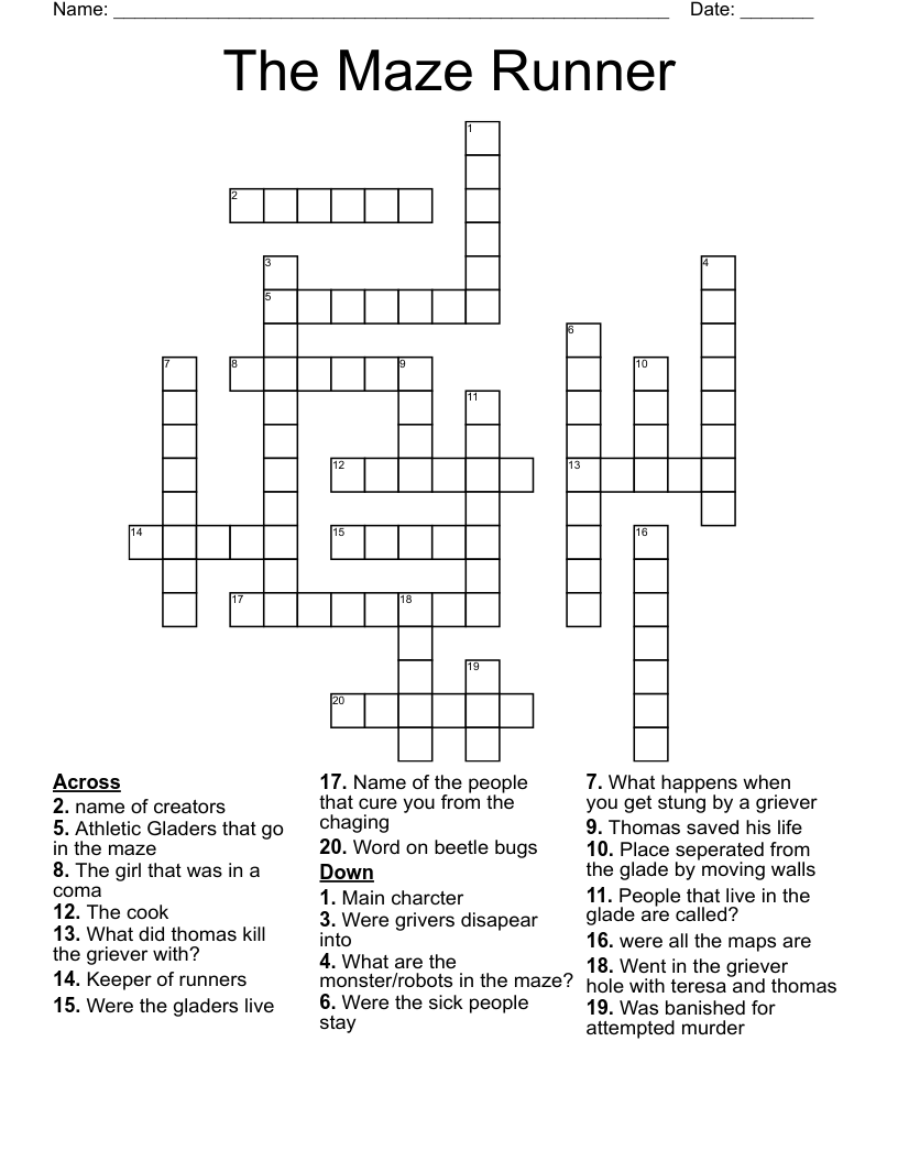 The Maze Runner Crossword