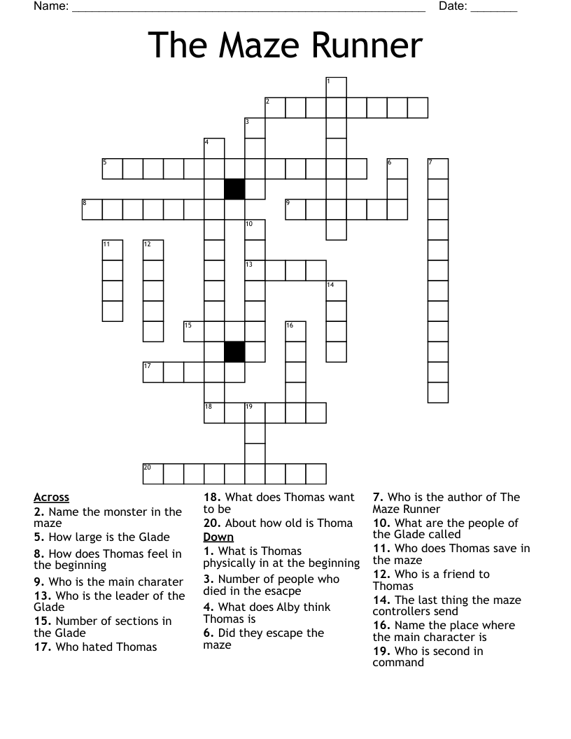 The Maze Runner Crossword
