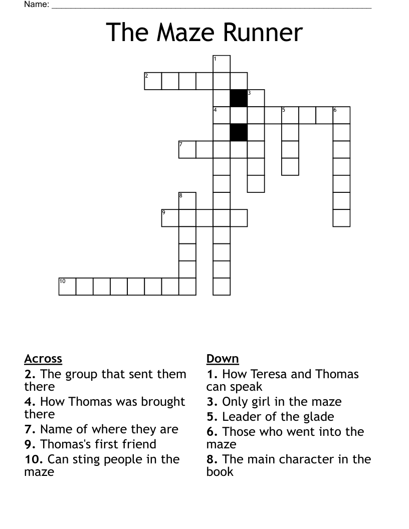 The Maze Runner Crossword