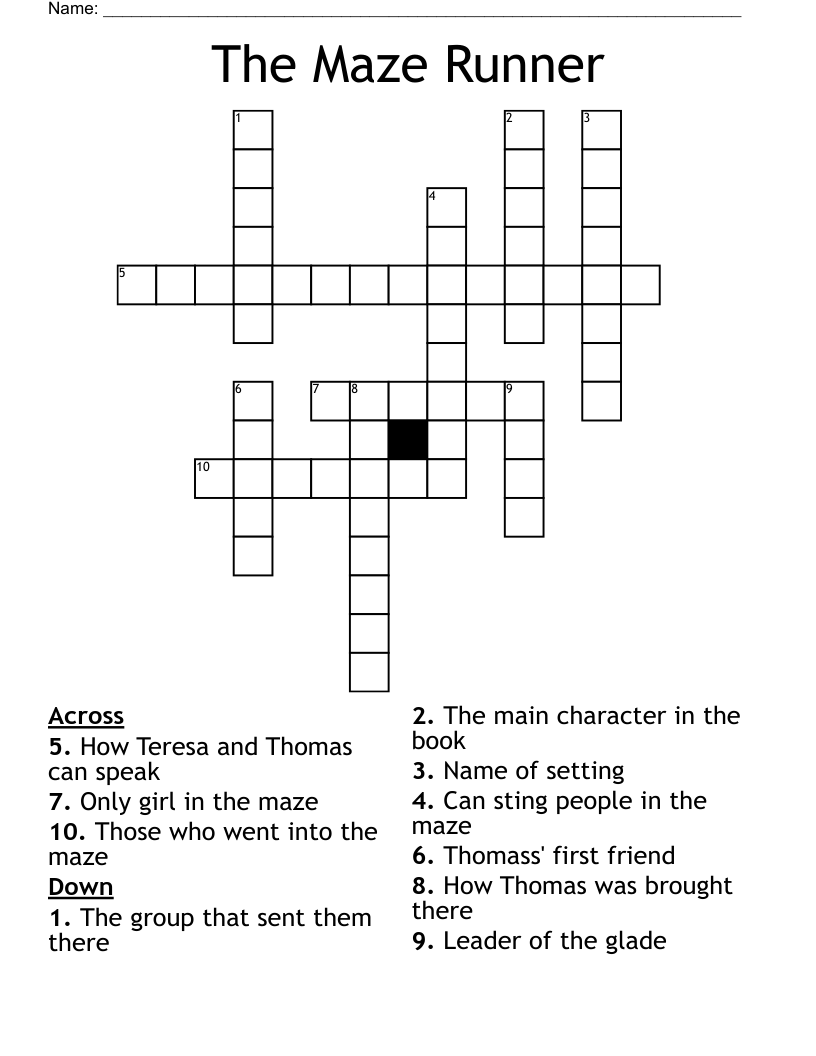 The Maze Runner Crossword