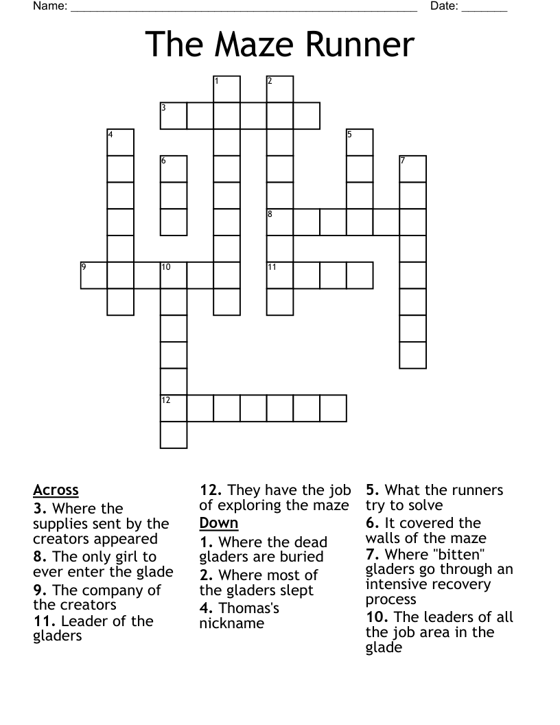 The Maze Runner Crossword