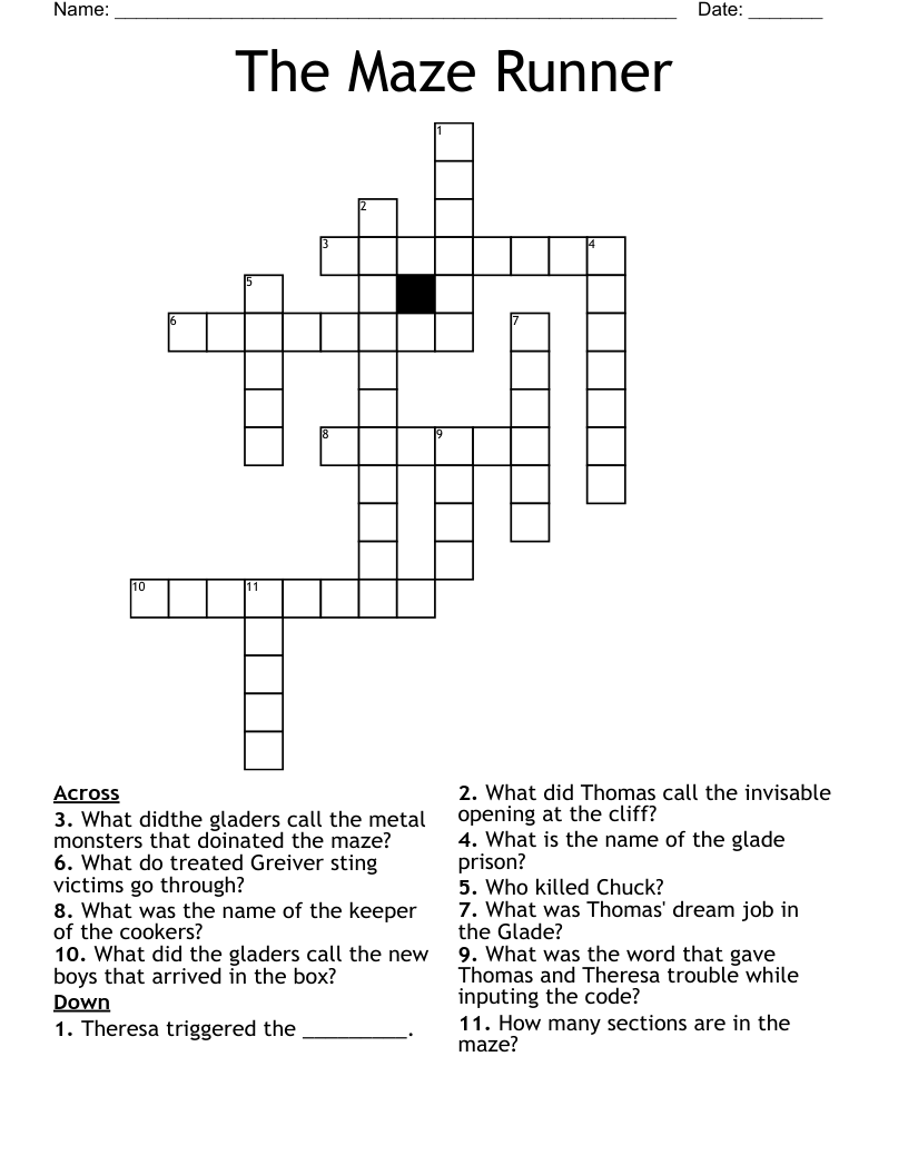 The Maze Runner Crossword