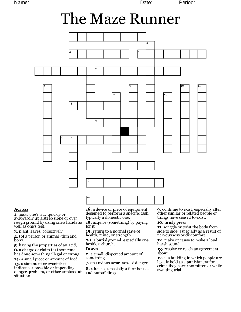 The Maze Runner Crossword