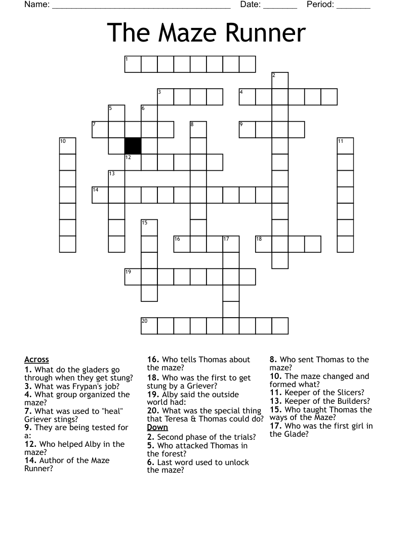 The Maze Runner Crossword