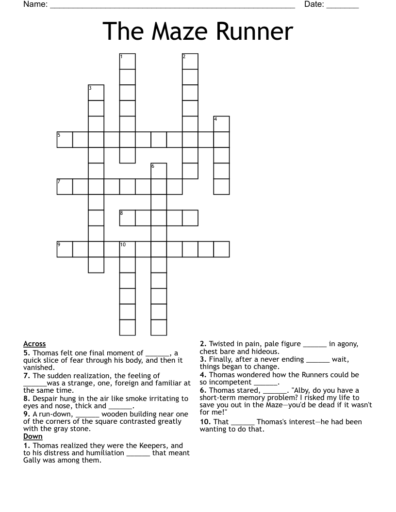 The Maze Runner Crossword
