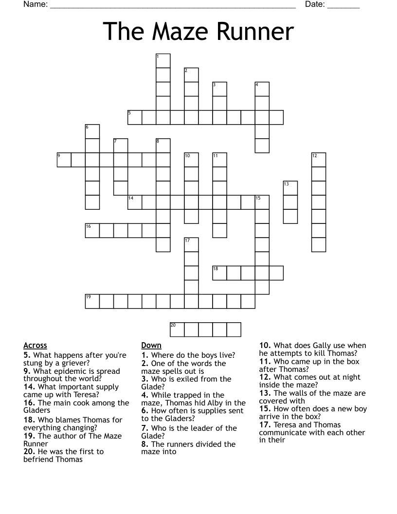 The Maze Runner Crossword