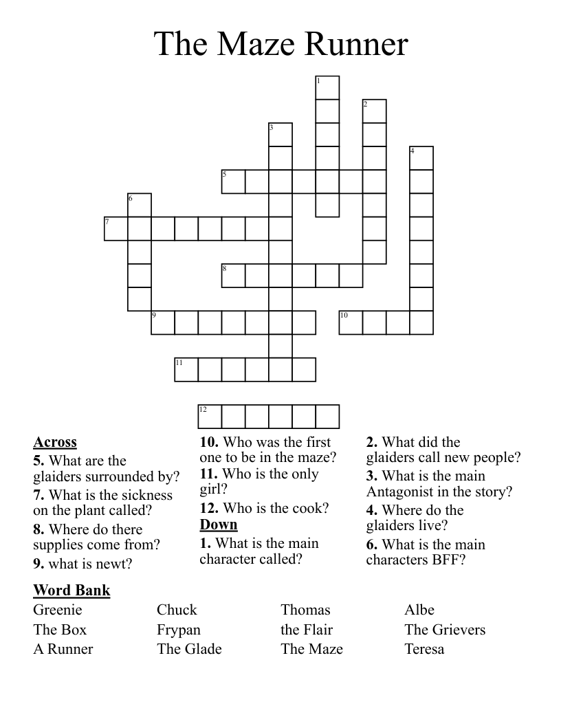 The Maze Runner Crossword