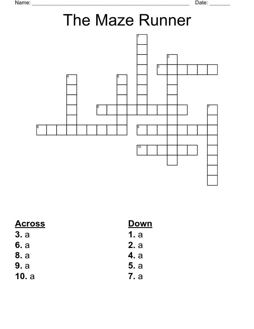 The Maze Runner Crossword