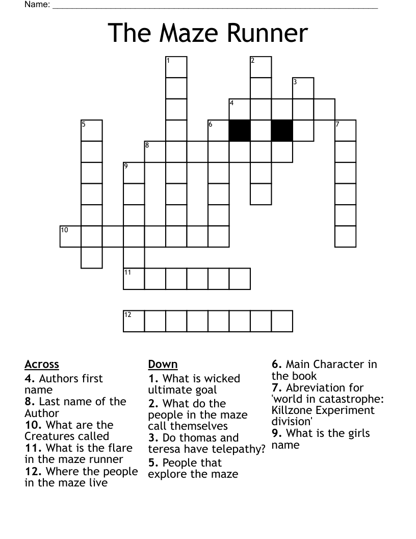 The Maze Runner Crossword