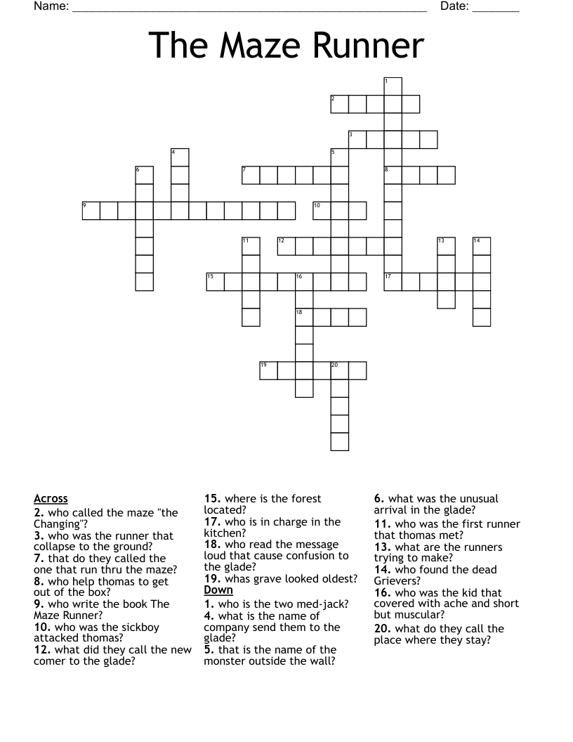 The Maze Runner Crossword