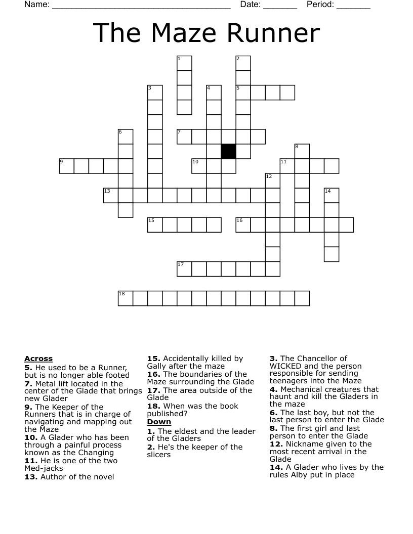The Maze Runner Crossword