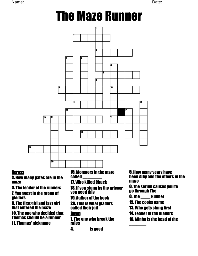 The Maze Runner Crossword