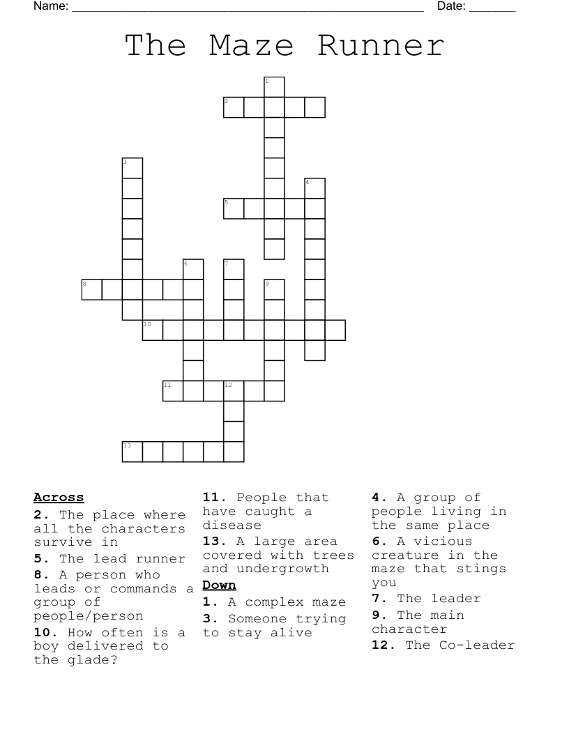 The Maze Runner Crossword