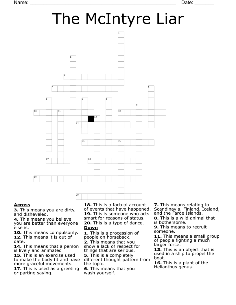 The McIntyre Liar Crossword