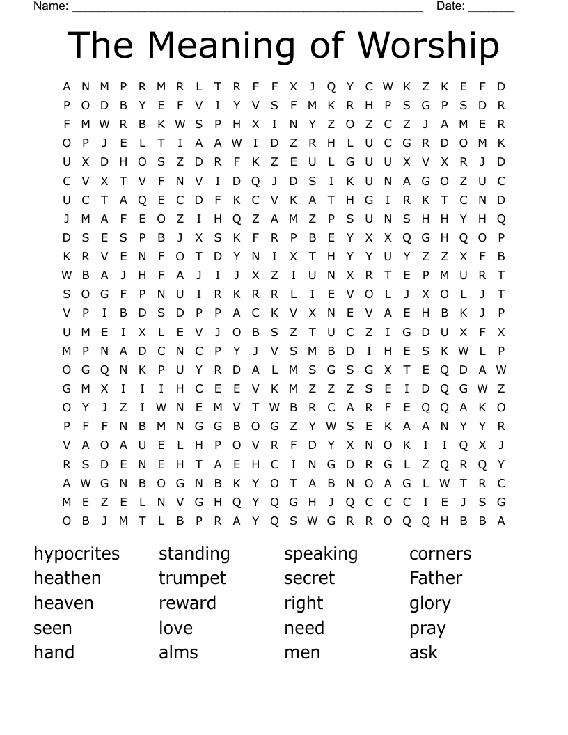The Meaning of Worship Word Search